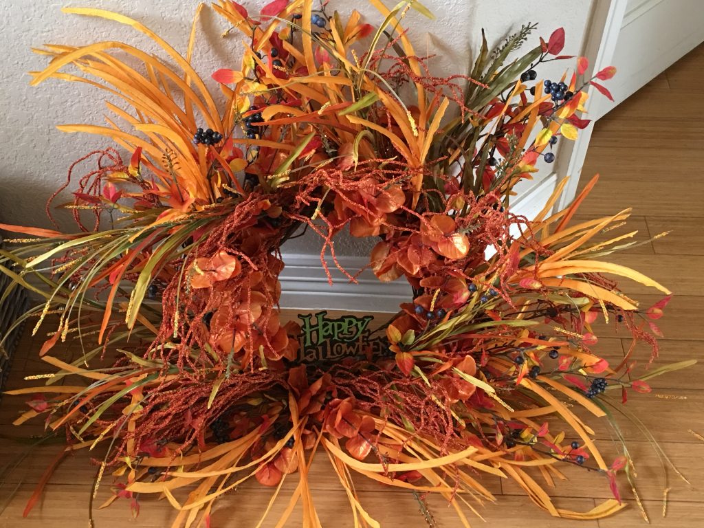 Fall color Halloween wreath